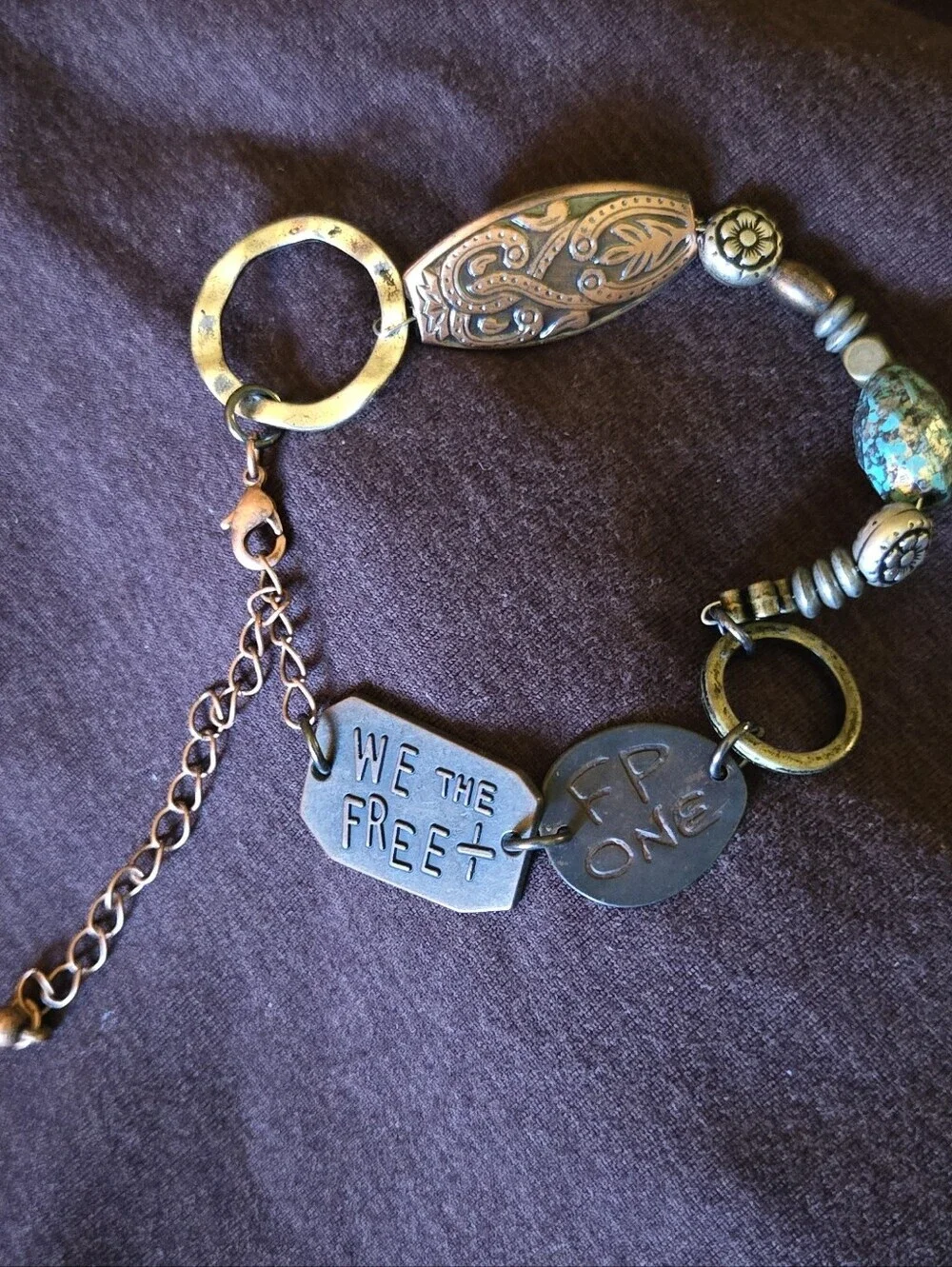 Upcycled/Redone Free People Tags Bracelet